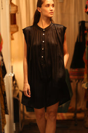 BLACK SILK DRESS MARY - sustainably made MOMO NEW YORK sustainable clothing, dresskaftan slow fashion
