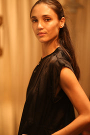 BLACK SILK DRESS MARY - sustainably made MOMO NEW YORK sustainable clothing, dresskaftan slow fashion