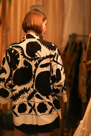 BLACK WHITE SUZANI KIMONO DRISA - sustainably made MOMO NEW YORK sustainable clothing, bestseller slow fashion