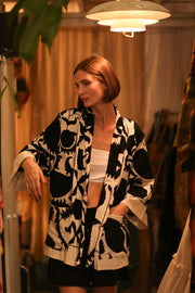 BLACK WHITE SUZANI KIMONO DRISA - sustainably made MOMO NEW YORK sustainable clothing, bestseller slow fashion
