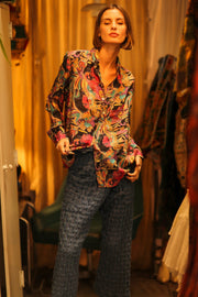 BOYFRIEND BILLIE BLACK OCEAN FLOWERS - sustainably made MOMO NEW YORK sustainable clothing, boyfrend shirt slow fashion