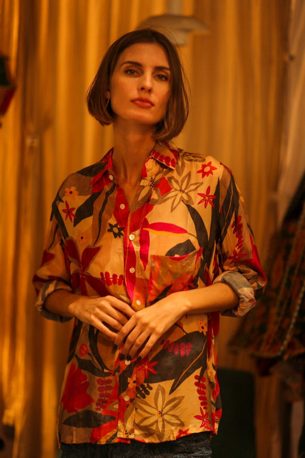 BOYFRIEND BILLIE ME BLOOMING - sustainably made MOMO NEW YORK sustainable clothing, boyfrend shirt slow fashion