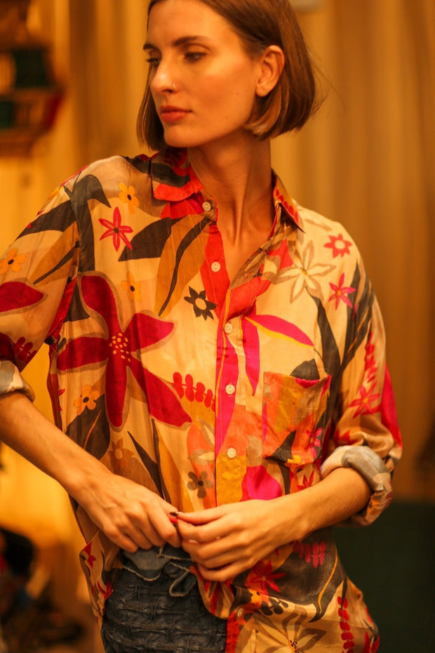 BOYFRIEND BILLIE ME BLOOMING - sustainably made MOMO NEW YORK sustainable clothing, boyfrend shirt slow fashion