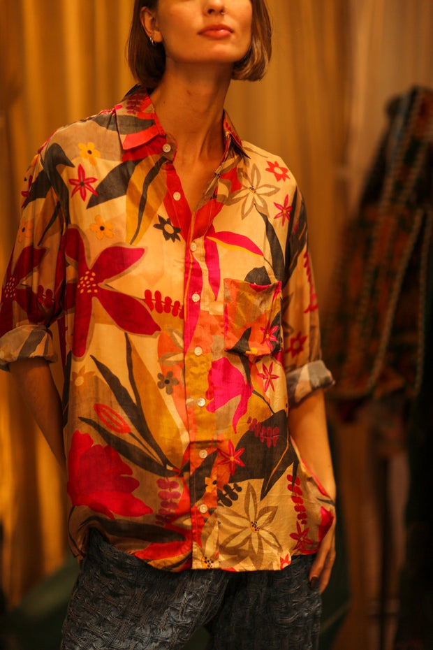 BOYFRIEND BILLIE ME BLOOMING - sustainably made MOMO NEW YORK sustainable clothing, boyfrend shirt slow fashion