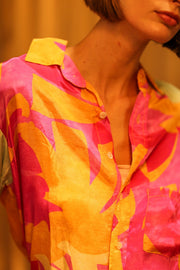 BOYFRIEND BILLIE PINK AND YELLOW SPLASH - sustainably made MOMO NEW YORK sustainable clothing, boyfrend shirt slow fashion