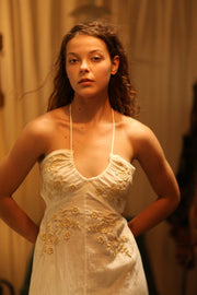 CANDY COTTON EMBROIDERED FLOWER DRESS - sustainably made MOMO NEW YORK sustainable clothing, Boho Chic Dress slow fashion