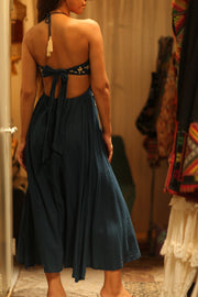 CANDY COTTON EMBROIDERED FLOWER DRESS - sustainably made MOMO NEW YORK sustainable clothing, Boho Chic Dress slow fashion