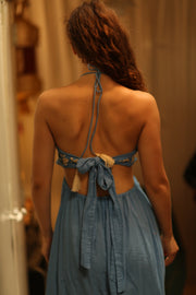 CANDY COTTON EMBROIDERED FLOWER DRESS - sustainably made MOMO NEW YORK sustainable clothing, Boho Chic Dress slow fashion