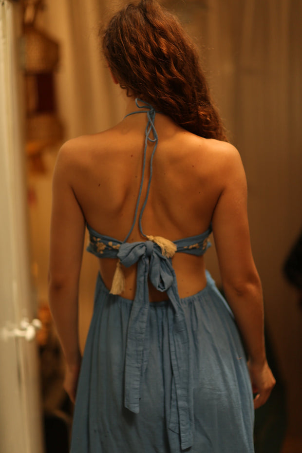 CANDY COTTON EMBROIDERED FLOWER DRESS - sustainably made MOMO NEW YORK sustainable clothing, Boho Chic Dress slow fashion