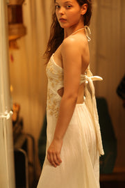 CANDY COTTON EMBROIDERED FLOWER DRESS - sustainably made MOMO NEW YORK sustainable clothing, Boho Chic Dress slow fashion