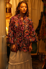 CARMEN SEQUINED EMBROIDERED SHORT KIMONO - sustainably made MOMO NEW YORK sustainable clothing, Coat slow fashion