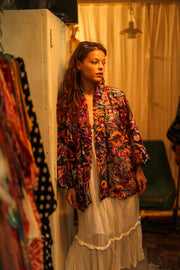 CARMEN SEQUINED EMBROIDERED SHORT KIMONO - sustainably made MOMO NEW YORK sustainable clothing, Coat slow fashion