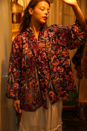 CARMEN SEQUINED EMBROIDERED SHORT KIMONO - sustainably made MOMO NEW YORK sustainable clothing, Coat slow fashion