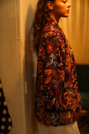 CARMEN SEQUINED EMBROIDERED SHORT KIMONO - sustainably made MOMO NEW YORK sustainable clothing, Coat slow fashion
