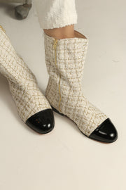 CHANEL CREAM BOOTS - sustainably made MOMO NEW YORK sustainable clothing, ankle boots slow fashion
