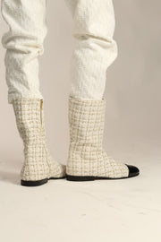 CHANEL CREAM BOOTS - sustainably made MOMO NEW YORK sustainable clothing, ankle boots slow fashion