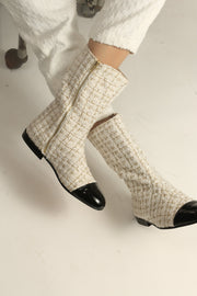 CHANEL CREAM BOOTS - sustainably made MOMO NEW YORK sustainable clothing, ankle boots slow fashion