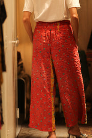 COTTON PANTS LENA MORNING COFFEE - sustainably made MOMO NEW YORK sustainable clothing, embroidered slow fashion