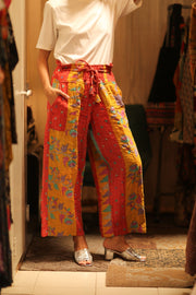 COTTON PANTS LENA MORNING COFFEE - sustainably made MOMO NEW YORK sustainable clothing, embroidered slow fashion