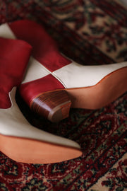 CREAM RED WESTERN BOOTS GUSTAV - sustainably made MOMO NEW YORK sustainable clothing, ankle boots slow fashion