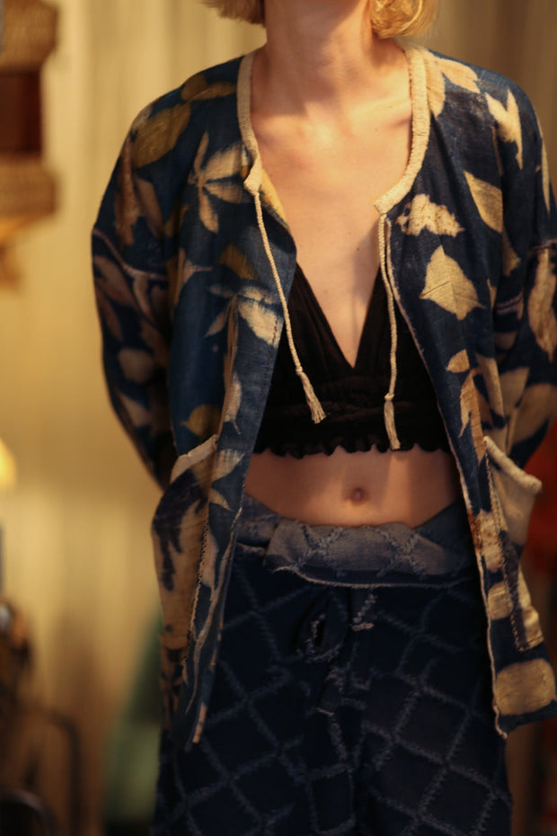 DAMON KANCHON DEEP BLUE SHORT JACKET - sustainably made MOMO NEW YORK sustainable clothing, slow fashion