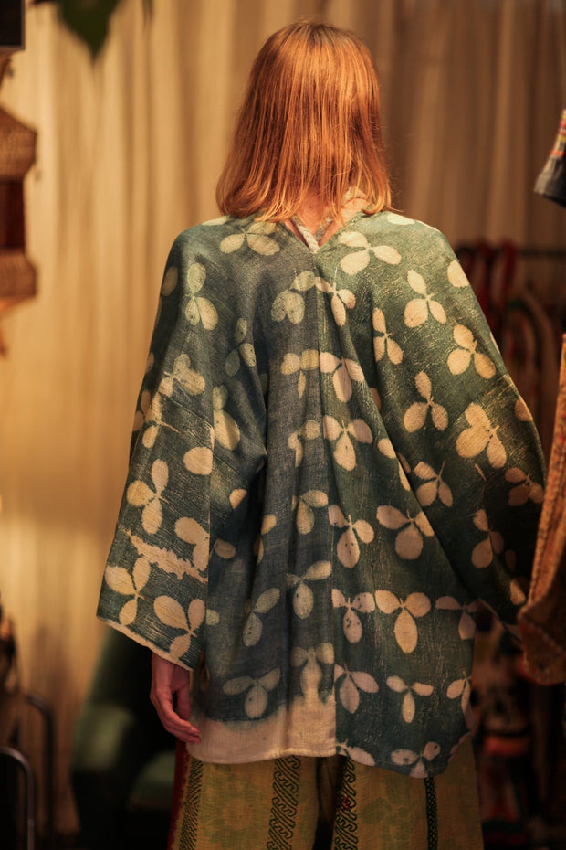 DAMON KANCHON SHORT KIMONO DIRTY TURQUOISE - sustainably made MOMO NEW YORK sustainable clothing, slow fashion