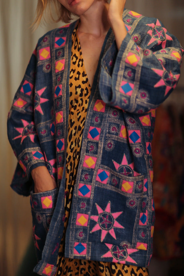 DAMON KANCHON SHORT KIMONO PINK - sustainably made MOMO NEW YORK sustainable clothing, coatandjacket slow fashion