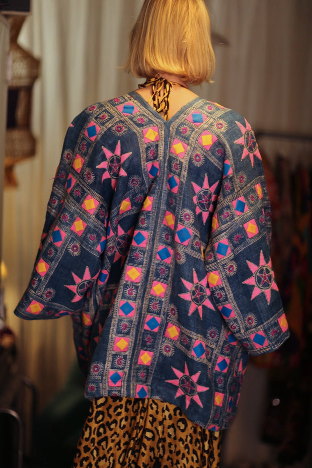 DAMON KANCHON SHORT KIMONO PINK - sustainably made MOMO NEW YORK sustainable clothing, coatandjacket slow fashion