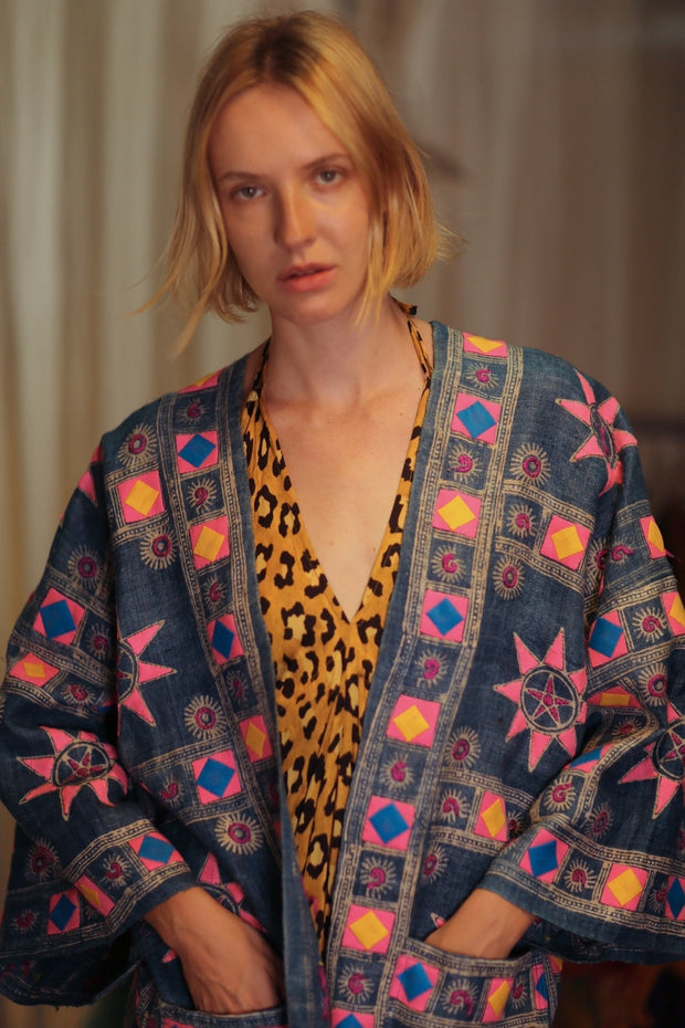 DAMON KANCHON SHORT KIMONO PINK - sustainably made MOMO NEW YORK sustainable clothing, coatandjacket slow fashion