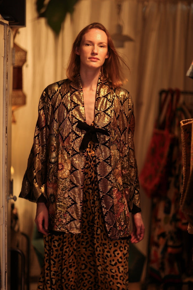 DIANA EMBELLISHED KIMONO - sustainably made MOMO NEW YORK sustainable clothing, embellished slow fashion