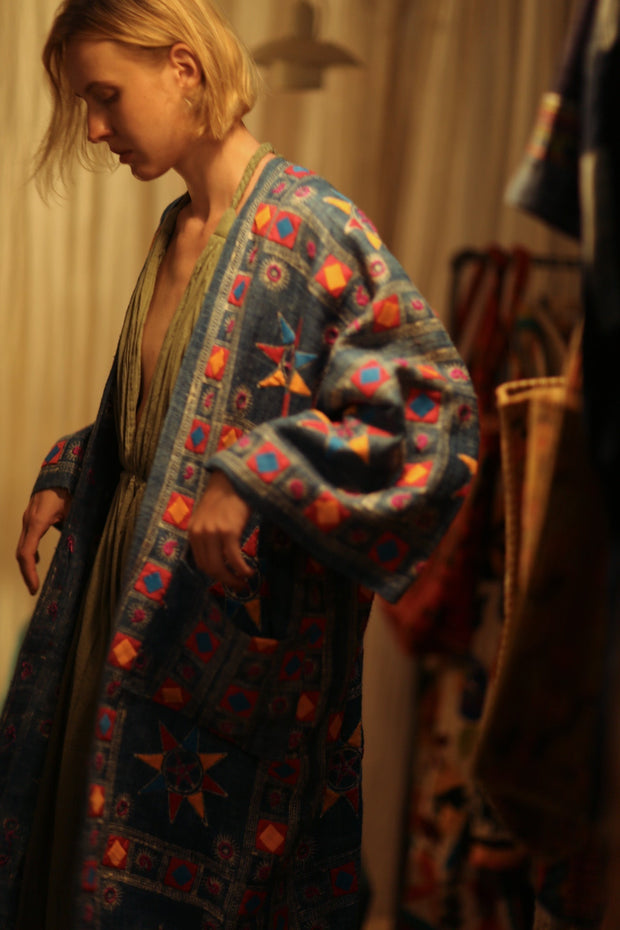 DUMA ARTISAN MADE EMBROIDERED KIMONO PINK 2 - sustainably made MOMO NEW YORK sustainable clothing, Coat slow fashion