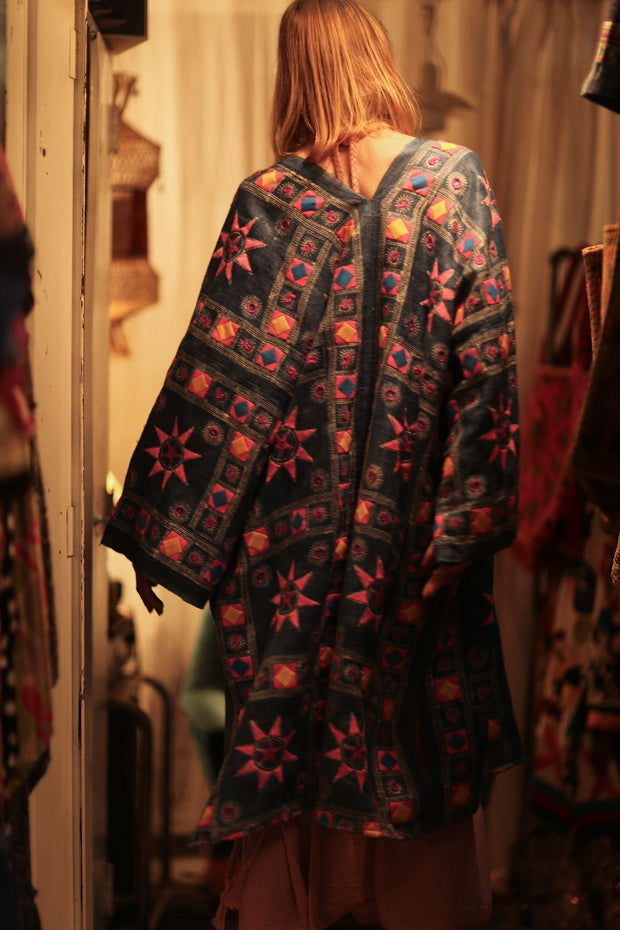 DUMA ARTISAN MADE EMBROIDERED KIMONO PINK 3 - sustainably made MOMO NEW YORK sustainable clothing, Coat slow fashion