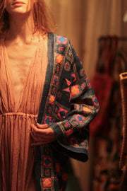 DUMA ARTISAN MADE EMBROIDERED KIMONO PINK 3 - sustainably made MOMO NEW YORK sustainable clothing, Coat slow fashion