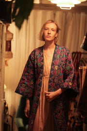 DUMA ARTISAN MADE EMBROIDERED KIMONO ZIGZAG - sustainably made MOMO NEW YORK sustainable clothing, Coat slow fashion