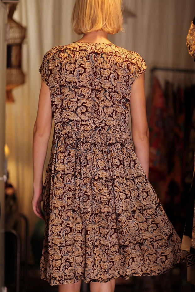 EDITH SILK DRESS CARNIVORE RED - sustainably made MOMO NEW YORK sustainable clothing, Boho Chic Dress slow fashion