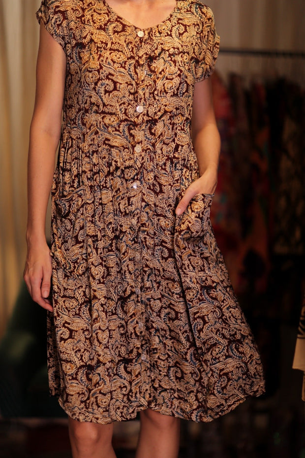 EDITH SILK DRESS CARNIVORE RED - sustainably made MOMO NEW YORK sustainable clothing, Boho Chic Dress slow fashion