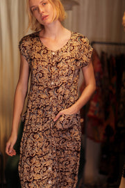 EDITH SILK DRESS CARNIVORE RED - sustainably made MOMO NEW YORK sustainable clothing, Boho Chic Dress slow fashion