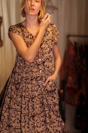 EDITH SILK DRESS CARNIVORE RED - sustainably made MOMO NEW YORK sustainable clothing, Boho Chic Dress slow fashion