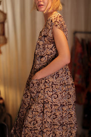 EDITH SILK DRESS CARNIVORE RED - sustainably made MOMO NEW YORK sustainable clothing, Boho Chic Dress slow fashion