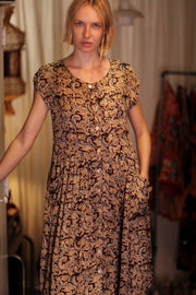 EDITH SILK DRESS CARNIVORE RED - sustainably made MOMO NEW YORK sustainable clothing, Boho Chic Dress slow fashion
