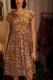 EDITH SILK DRESS DECO - sustainably made MOMO NEW YORK sustainable clothing, Boho Chic Dress slow fashion