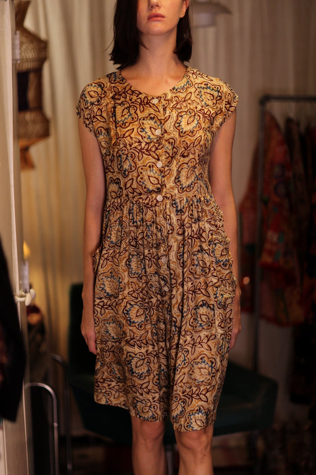 EDITH SILK DRESS DECO - sustainably made MOMO NEW YORK sustainable clothing, Boho Chic Dress slow fashion