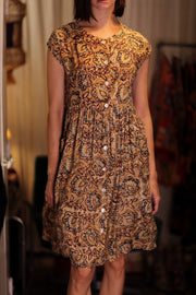 EDITH SILK DRESS DECO - sustainably made MOMO NEW YORK sustainable clothing, Boho Chic Dress slow fashion