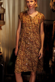 EDITH SILK DRESS MARIPOSA YELLOW - sustainably made MOMO NEW YORK sustainable clothing, Boho Chic Dress slow fashion