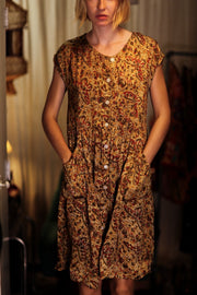 EDITH SILK DRESS MARIPOSA YELLOW - sustainably made MOMO NEW YORK sustainable clothing, Boho Chic Dress slow fashion