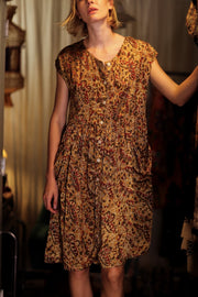 EDITH SILK DRESS MARIPOSA YELLOW - sustainably made MOMO NEW YORK sustainable clothing, Boho Chic Dress slow fashion