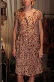 EDITH SILK DRESS RED FLORAL - sustainably made MOMO NEW YORK sustainable clothing, Boho Chic Dress slow fashion