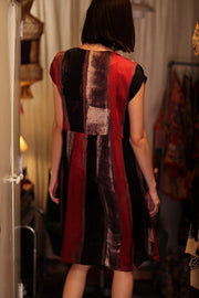 EDITH SILK DRESS RED STRIPE - sustainably made MOMO NEW YORK sustainable clothing, Boho Chic Dress slow fashion