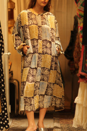 ELIZABETH SILK DRESS ANANAS PASTEL - sustainably made MOMO NEW YORK sustainable clothing, Boho Chic slow fashion