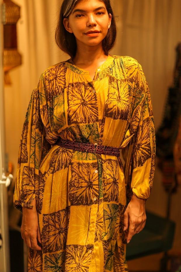 ELIZABETH SILK DRESS ANANAS YELLOW - sustainably made MOMO NEW YORK sustainable clothing, dress slow fashion